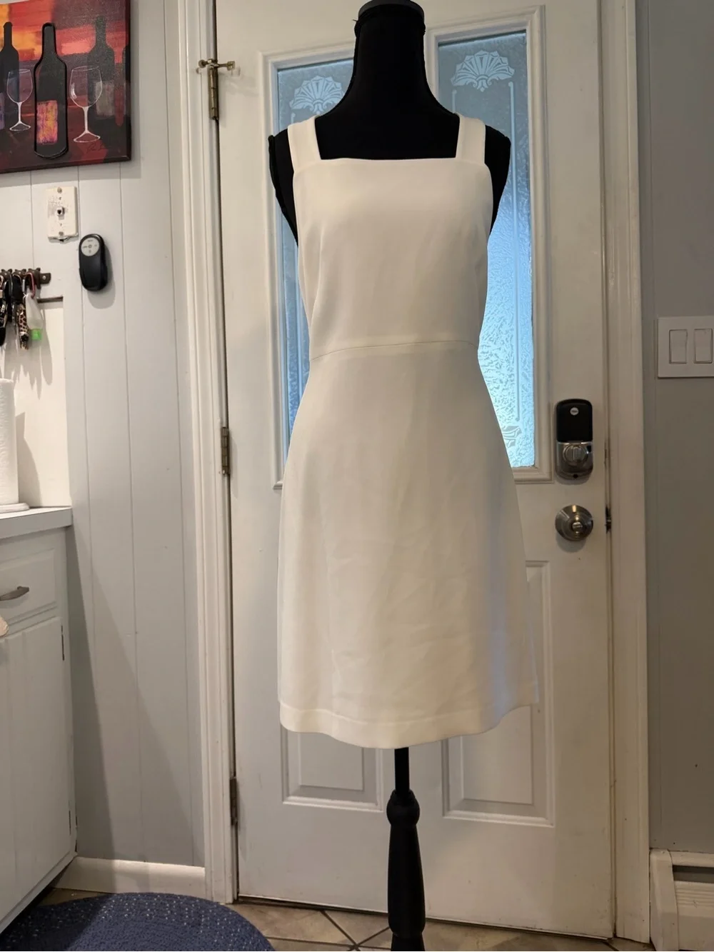 Club Monaco White Square Neck Bow Back Sheath Dress Size 2